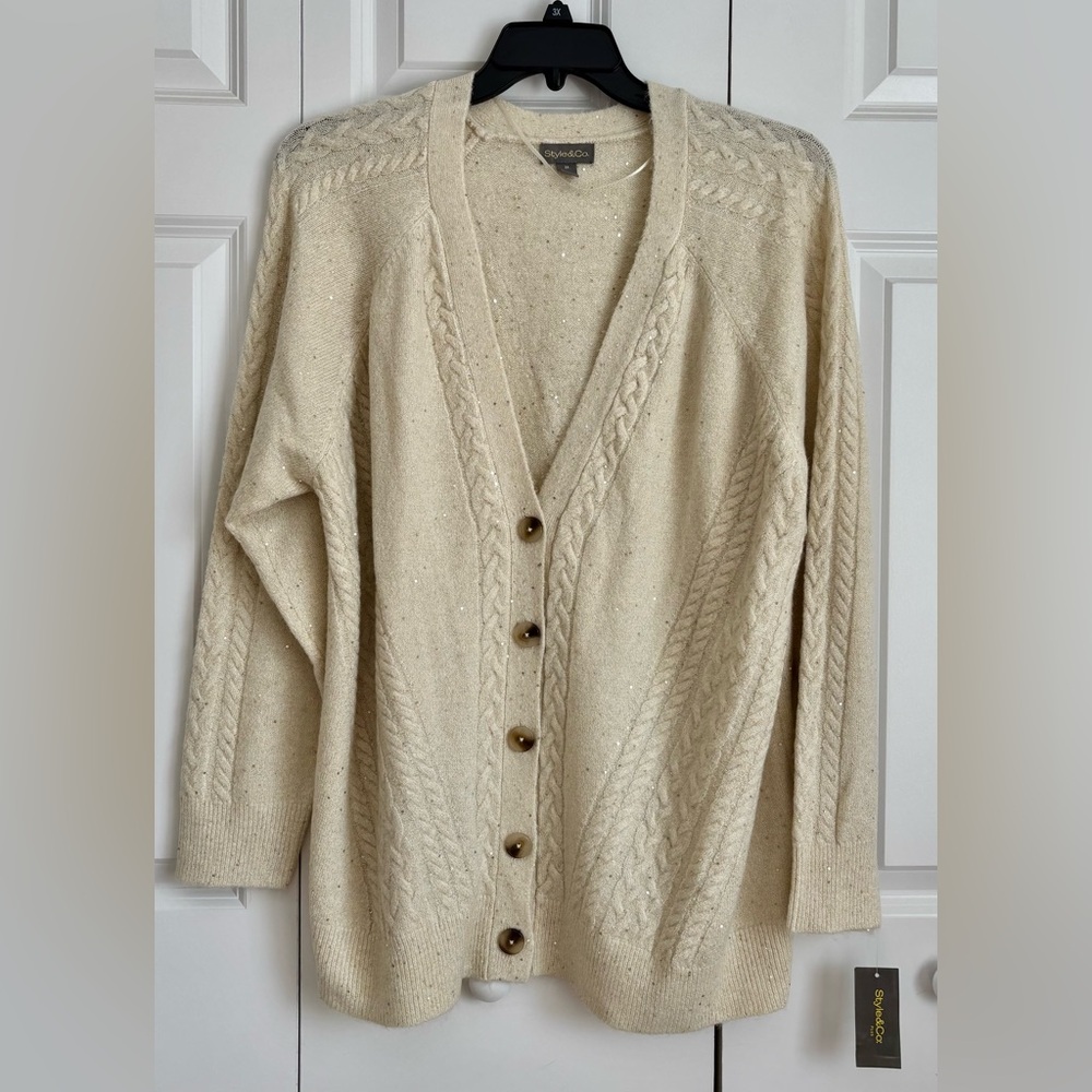 Women's Cream Cable Knit Cardigan